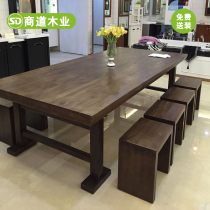 Solid wood desk Conference table Long table Nordic long table Large table workbench Office negotiation table and chair combination