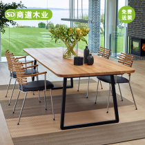 loft solid wood conference table Long table Nordic industrial style 6 people 8 people 10 office small studio computer desk