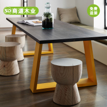 Solid wood office desk Work desk Double four-person face-to-face computer desk card holder combination fashion creative staff desk