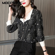 Mergoon True Silk Shirt Woman 2021 Spring new European and American fashion Original design Heavy-pound mulberry silk printed lining clothes