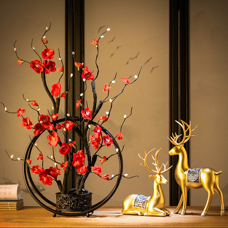 2022 Spring Festival for the Year of the Tiger New Chinese Sika Deer Decoration Room Home Entrance Living Room TV Wine Cabinet Decoration