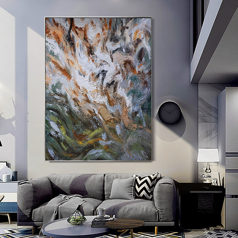 Hand Painted Abstract Oil Painting Modern Minimalist creatine Texture Solid Living Room Decoration Painting Xuanguan Atmospheric Wall Hanging Painting Finished Product Customization