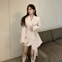 Sandro Moscoloni Korean suit dress women 2021 Autumn New slim waist irregular skirt