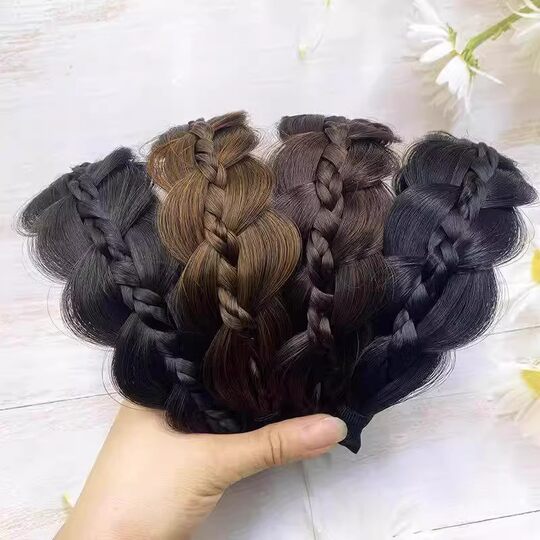 Wig braided hairband for women 2025 new style high skull wide edge daily wear hairpin to cover gray hair