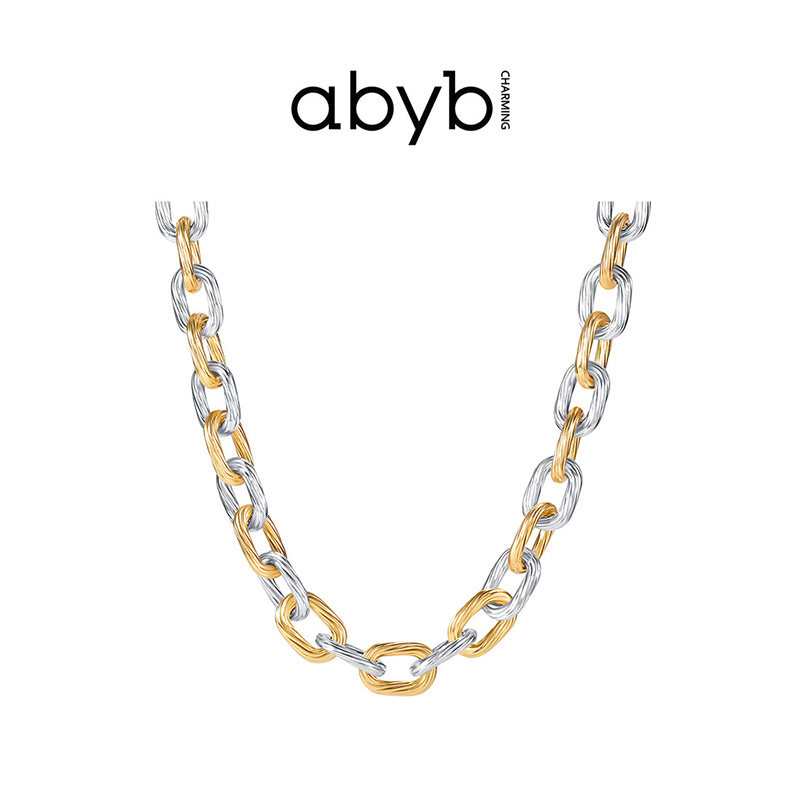 abyb charming necklace female ins hip hop trend is so dragging personality exaggerated thick chain collarbone chain couple