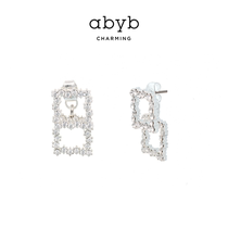 ABYBCHARMING earrings female temperament goddess fan back buckle ear decoration courage square wild fashion Wind stud