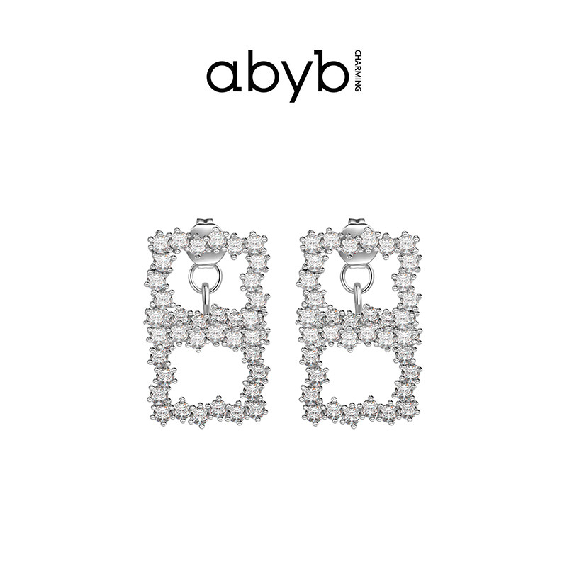 abyb charming earrings femininity goddess fan back buckle earrings square all-match fashion earrings of courage