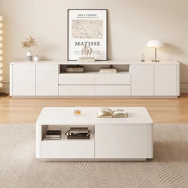 ТВ-шкаф из массива дерева в кремовом стиле, современный минималистичный напольный шкаф для небольшой квартиры, журнальный столик, комбинированный ТВ-шкаф для гостиной, бытовой