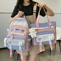 Сиреневый рюкзак, сумка для учебы, значок