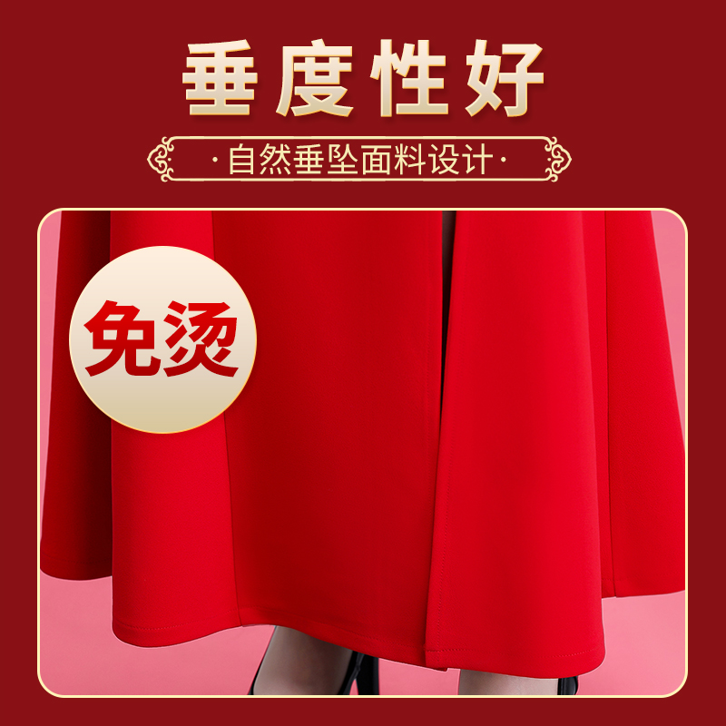 Red cheongsam, long elite suit, 2024 years, Chinese style Red cheongsam, long elite suit, 2024 years, Chinese style