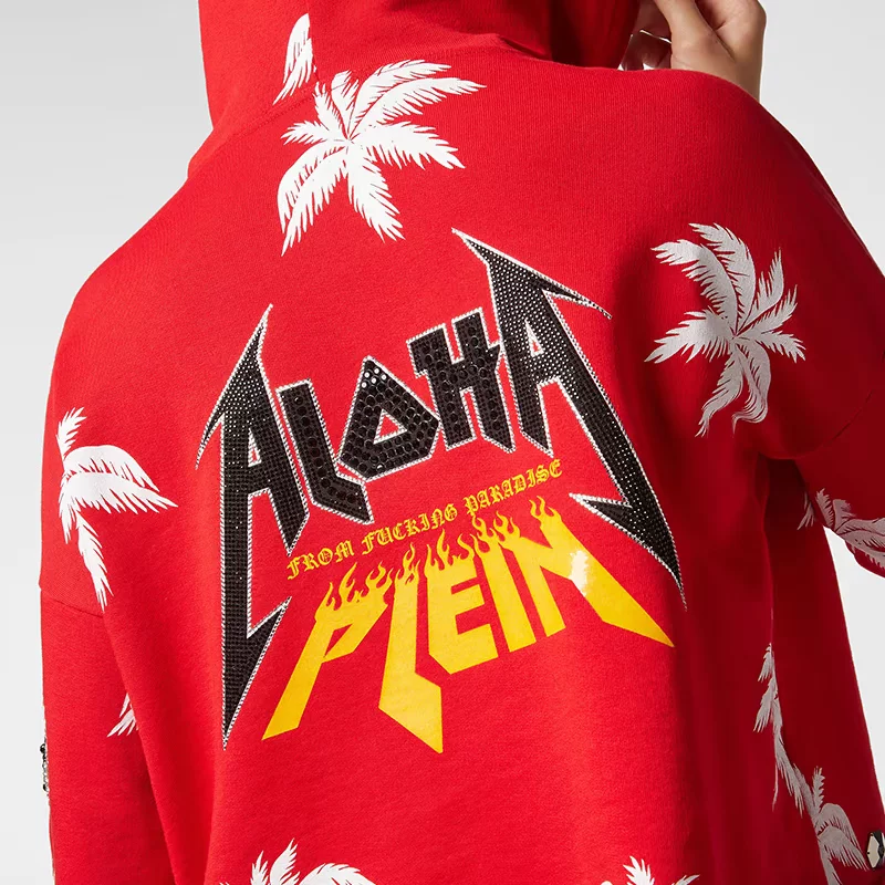 Свитер Philipp Plein Женский кристаллы надпись кокосовое дерево принт косметический Sweatper Philippulan