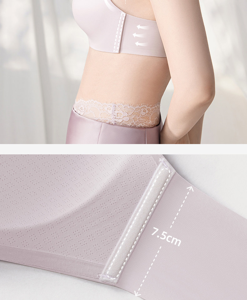 【中國直郵】 幸棉蕾絲內衣【祝緒丹同款】睫毛蕾絲無痕內衣 小胸聚攏顯大美背性感胸罩 曜石黑M (70C/75ABC)