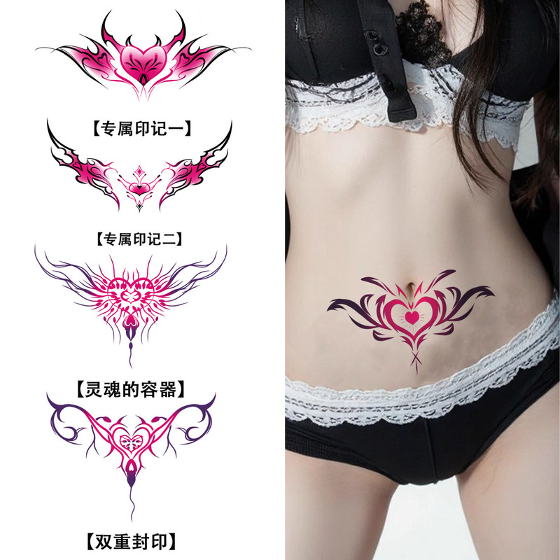 Succubus Colorful Tattoo Stickers Waterproof for Women, Long-Lasting, High-End Feel, Chest, Waist, Abdomen, Sexy Thighs, Private, Sexy, Non-Reflective