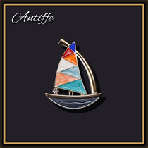 Korean retro simple sailing brooch High-grade femininity badge Suit sweater mens pin corsage accessories buckle