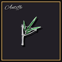 Blue bamboo personality ins tide brooch high-grade female luxury pin simple temperament suit sweater decorative corsage male