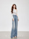 [Wang Yu Shan] Flared Jeans for Women, High-Waisted Wide-Leg Long Pants, Autumn and Winter Floor-Length Bell-Bottom Pants, Yun Shen 9301