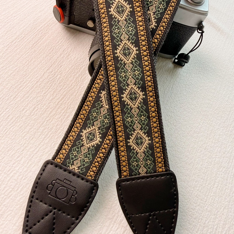 Mysterious Brocade Embroidered Camera Strap Suitable for Polaroid, Canon, and Sony Cameras, Hand-Sewn