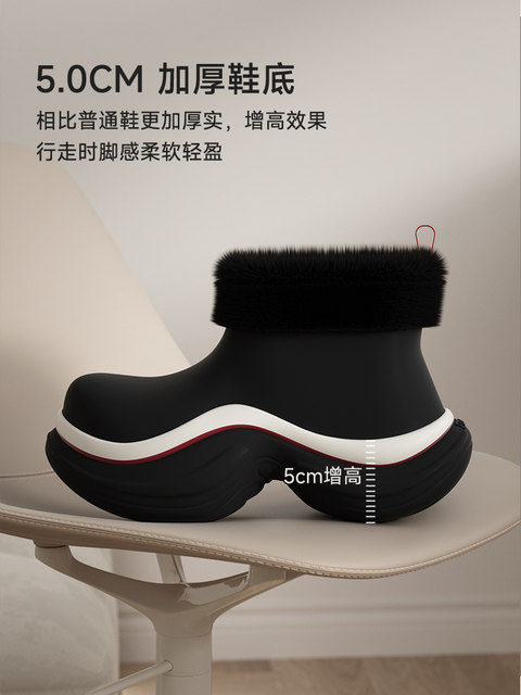 New 5.0cm Waterproof soft sole Eva Thick-Soled Cotton Slippers for Women, Winter Warm Indoor Home Slippers with Closed Heel and Closed Toe for Outdoor Wear