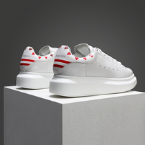 520 McQuinca small white shoes female summer head layer cow leather breathable thick bottom pine pastry Heightening Plate Shoes Lovers Casual Shoes