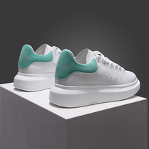 McQuampa small white shoes woman 2021 new summer green suede 100 hitch plate shoe thickness inner heightening muffin bottom casual shoes