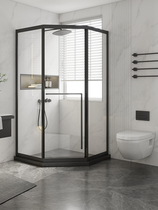 Toilet Bathroom Bath Shower Room Shower Room Dry Wet Separation Glass Partition Home Diamond Type Folded Inner Pipette