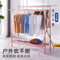 Floor-to-ceiling drying rack folding and telescopic double pole drying hanger indoor balcony sun quilt household outdoor cold clothing artifact
