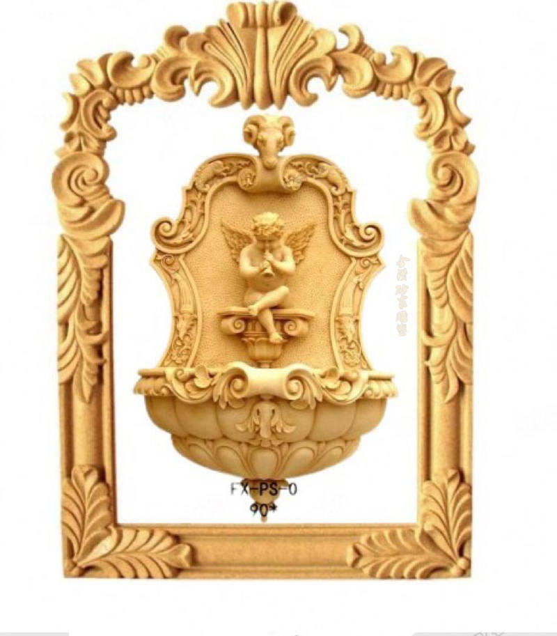 Popcorn Sandstone Round Sculpture Garden Waterscape Sculpture Angel Trumpeter Spray Pool Hotel Villa Home Dress Furnishing Water Spray