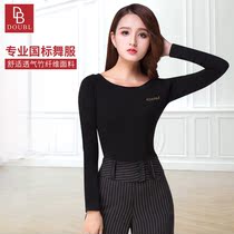 Dan Bo Luo Betty Latin Dance Costume Practice Clothing Ballroom Dance Sirt Women Black Long Sleeve Adult Dance Clothes Adult