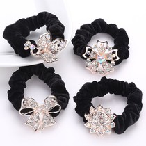  4 fit hair ropes head rope crystal water drill hair rope head decoration suede cloth hair ring zou high elastic leather rib head floral decoration