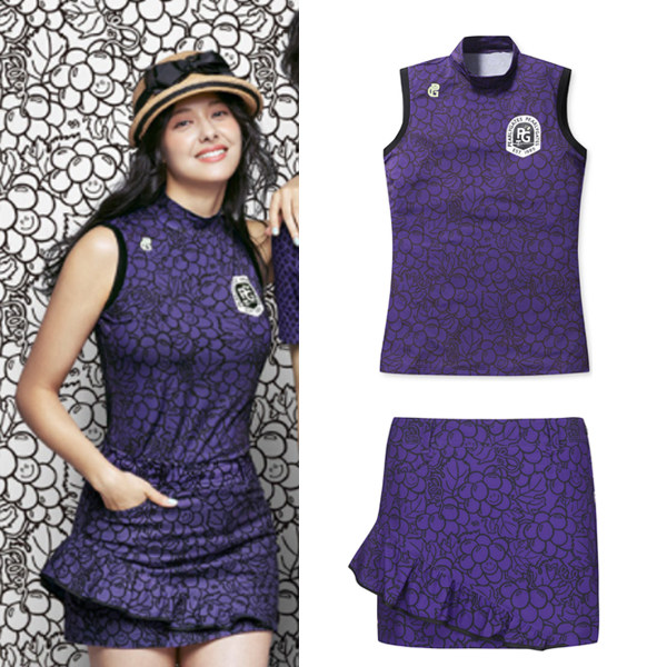 South Korea export summer slim quick-drying moisture-absorbing Korean golf suit short skirt sports outdoor purple sleeveless T-shirt - Taobao