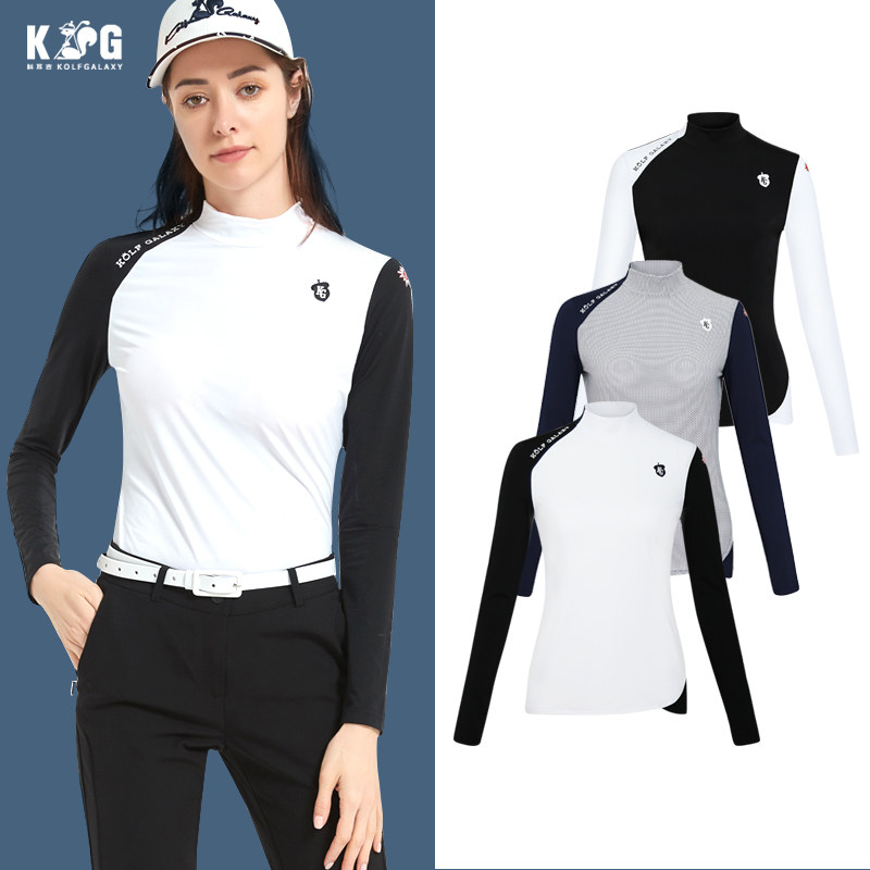 Korean export long-sleeved T-shirt women's high-elastic golf Korean version slim spring and autumn quick-drying sunscreen turtleneck bottoming shirt - Taobao