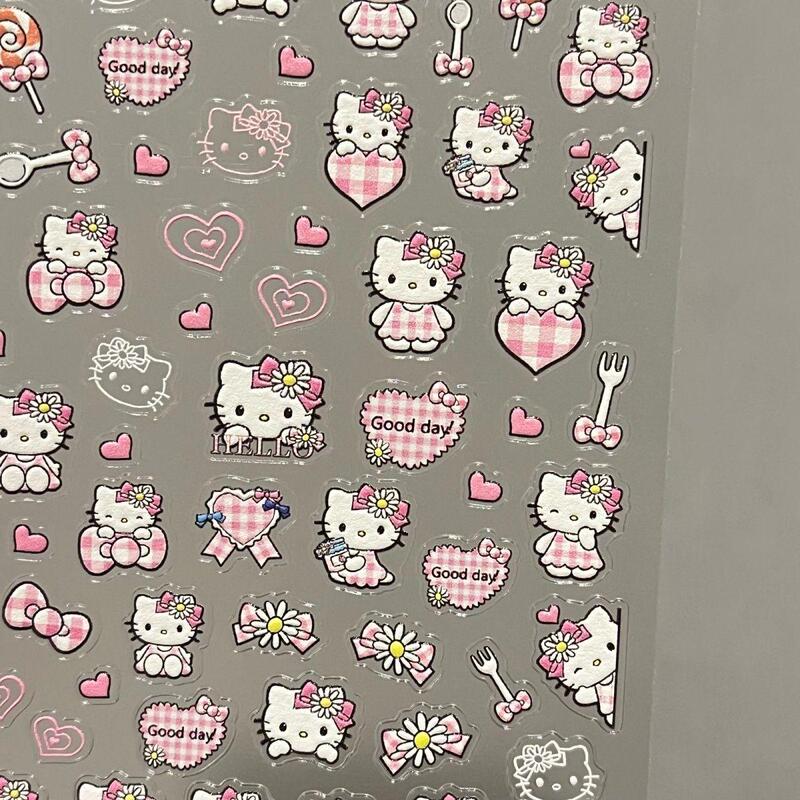 Cartoon Cute Nail Art Stickers Ins Girly Heart 5D Embossed Stereo Hello Kitty Water Cup Camera DIY Sticker Water Cup Sticker