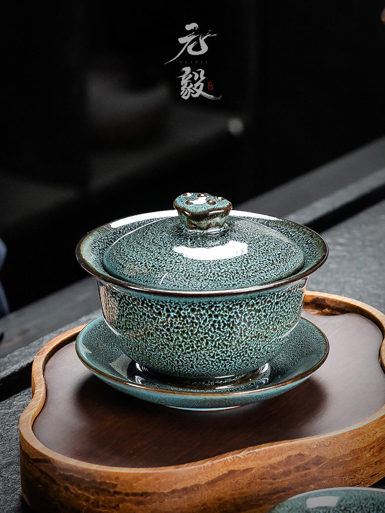 Chinese Retro Household Ceramic Kung Fu Tea Cover Bowl Kitchen Three Talent Tea Bowl Tea Bowl Tea Cup Single