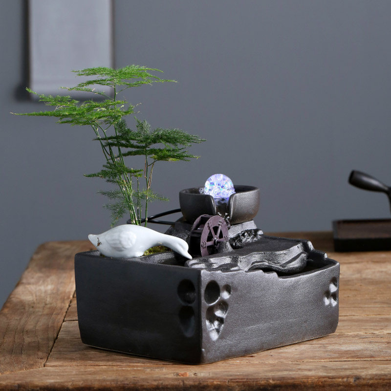 Minimalist running water pendulum office Desktop Fountain Humidifier Fish Tank Adornment for chaebol water alternator-Taobao
