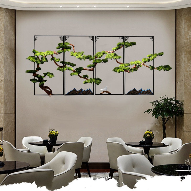 New Chinese Iron Art Wall Hanging Decoration Living Room Genguan Background Wall Decoration Tea Room Solid Simulation Greet Visitors Pine Wall-mounted-Taobao