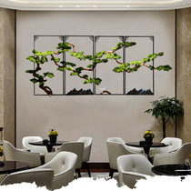 New Chinese iron art Wall hanging decoration Living room Xuanguan Background wall Decorative Tea Room Solid simulation greet and greet pine wall-hanging