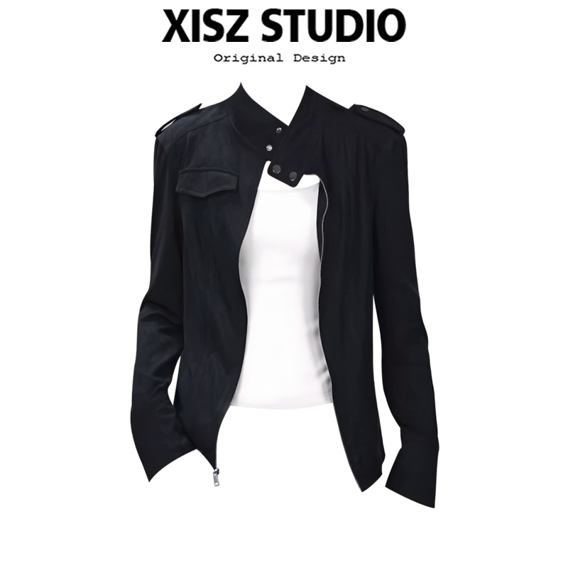 American-Style Spicy Girl Stand-Up Collar Short Jacket for Women, Autumn and Winter, Stylish, Slimming, Versatile Zipper Cardigan Top American-Style Spicy Girl Stand-Up Collar Short Jacket for Women, Autumn and Winter, Stylish, Slimming, Versatile Zipper Cardigan Top