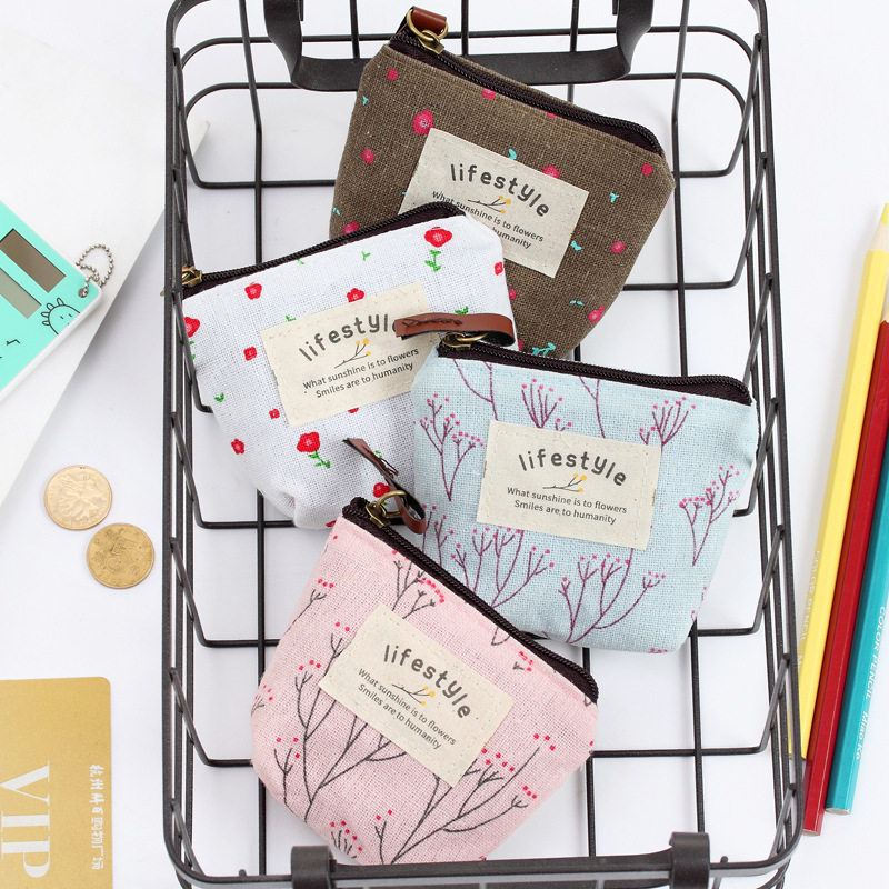 韓国風ミニマルデザインの小銭入れ、かわいいキャンバス地のキーポーチ、ミニクラッチ、女子学生向けの小型財布。