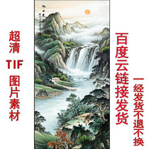 GH-316 vertical version of high-definition landscape Chinese painting rising sun porch feng shui painting modern landscape painting core picture material