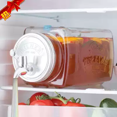 Glass bucket with faucet juice can beverage bucket high bottle sealed can for refrigerator fruit tea glass jar