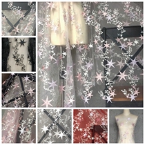 8 color color star mesh lace embroidered fabric DIY dress childrens clothing headyarn handmade fabric accessories