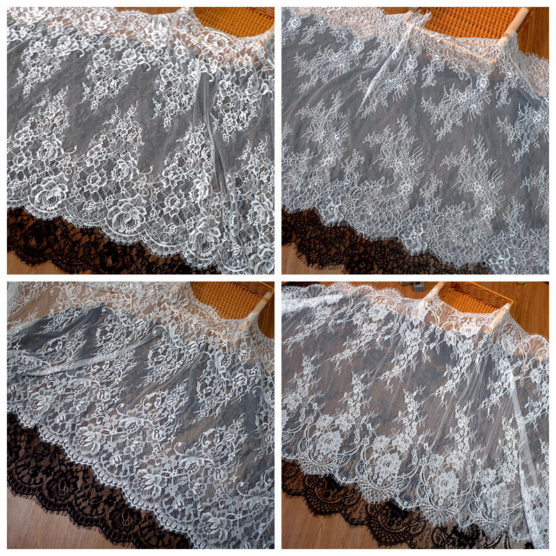 45-75cm Wide Black and White Eyelash Lace Trim Accessories DIY Handmade Clothing Skirt Hem Home Lace Decorative Fabric