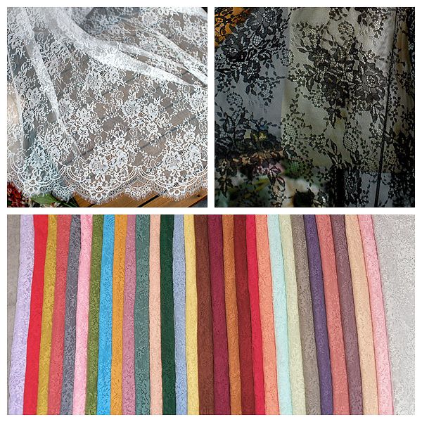 1.5m Wide 3m Long Multi-Purpose Eyelash Lace Mesh Fabric Clothing Skirt Hanfu Home Fabric Decoration