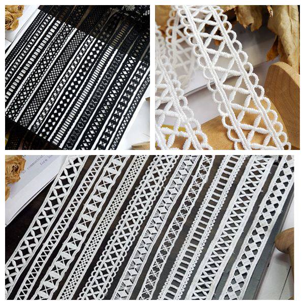 Water-soluble lace belt material Skirt hollow water-soluble embroidery black and white eyelash lace Clothing small lace accessories