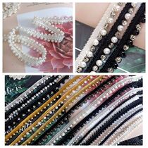 High quality Beaded lace Trim Material DIY clothing Neckline Sleeve Jacket Decoration Handmade webbing Pearl lace