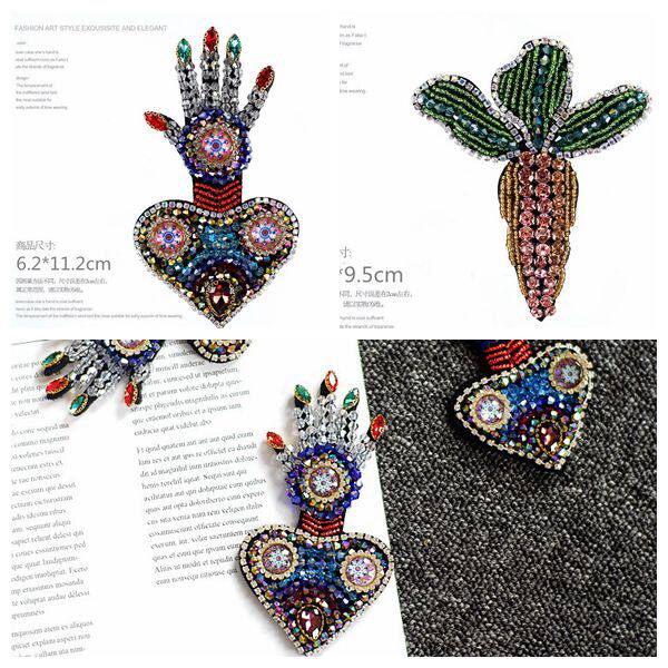 High-grade transparent hand-beaded beaded cloth patch clothing DIY clothes bags shoes and hats decorative hand-sewn hole patch