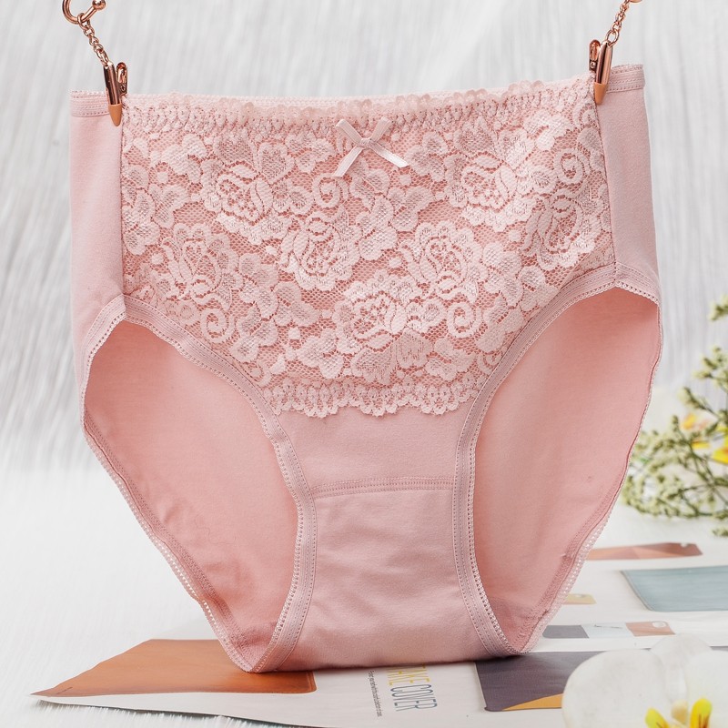 4-pack panties women's all-cotton medium high waist size ladies traceless briefs Japanese cotton 100% lace sexy