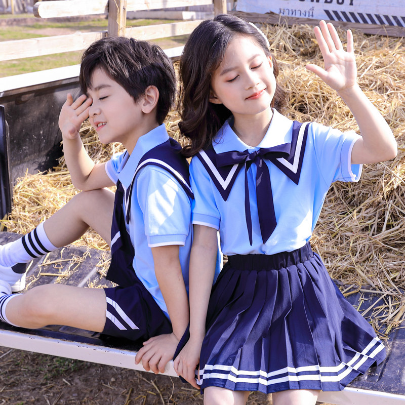 Kindergarten garden dress Summer Navy wind graduation sports show suit spring and autumn elementary school uniform