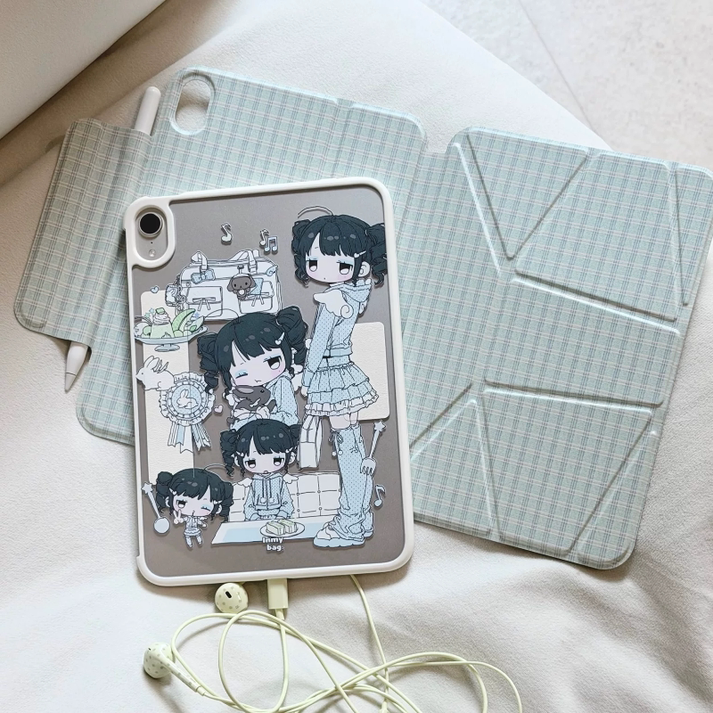 Inmybag "Rabbit" iPad Magnetic Detachable Height-Adjustable Double-Sided Acrylic Multi-Angle Case with Buckle for Apple Tablet, Horizontal and Vertical Support, Air6 Pen Holder Version