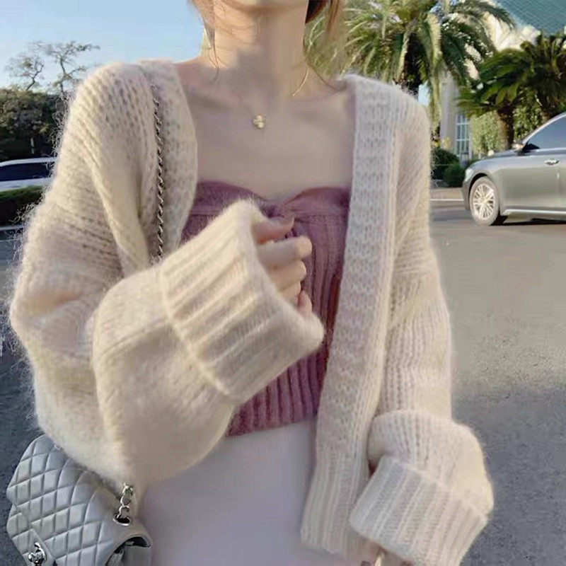 Saucer Coarse Line Sweater Jacket Woman Winter Thickening 2020 New Korean version loose Lazy Fashion Short knitted cardiovert